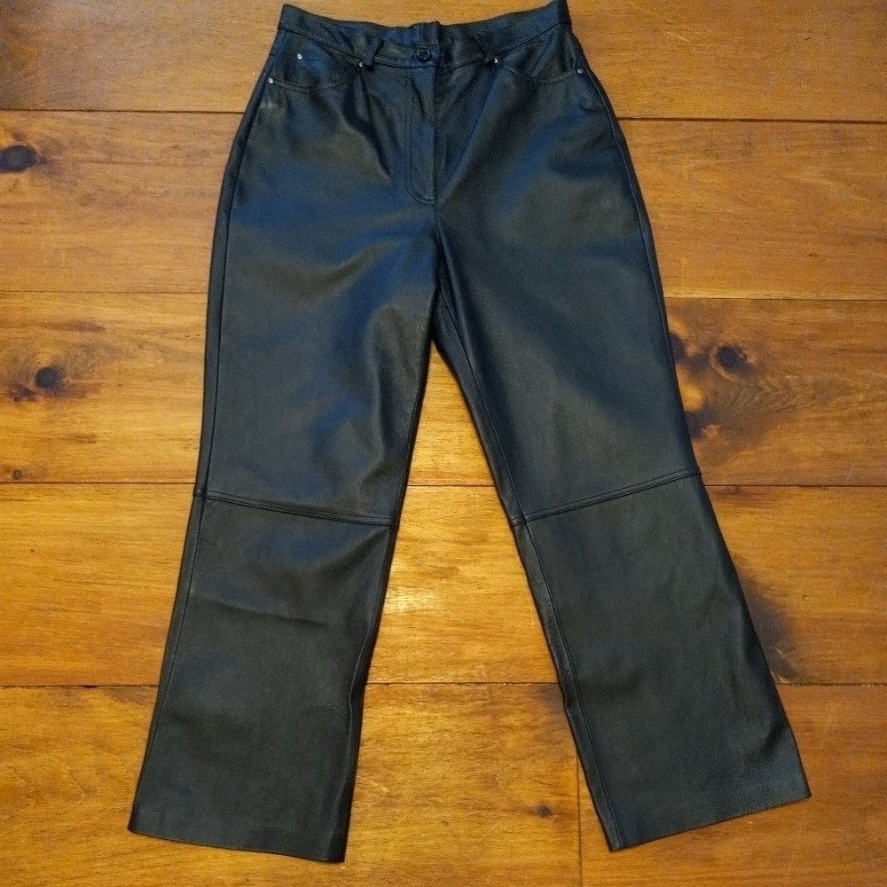 Women's Black Leather Pants size 7.  RTG Cuirs Leather Collection